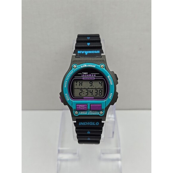 Timex Ironman Triathlon 8 Lap Indiglo Digital Watch Purple Retro New Battery 90s - Picture 1 of 11